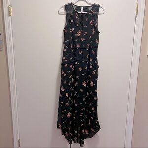 Xhilaration Black Floral High Low Hem Maxi Dress size medium